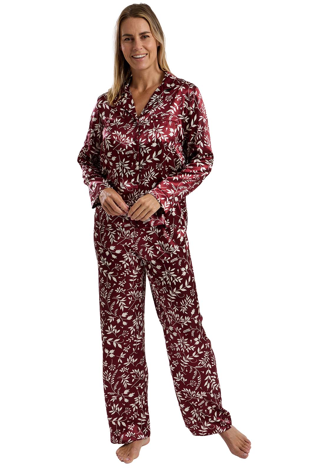 Marlon Claudette Satin Revere Set - Deep Cherry 1 Shaws Department Stores