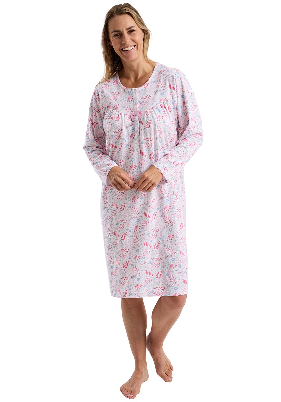 Ls Floral Nightdress - Pink