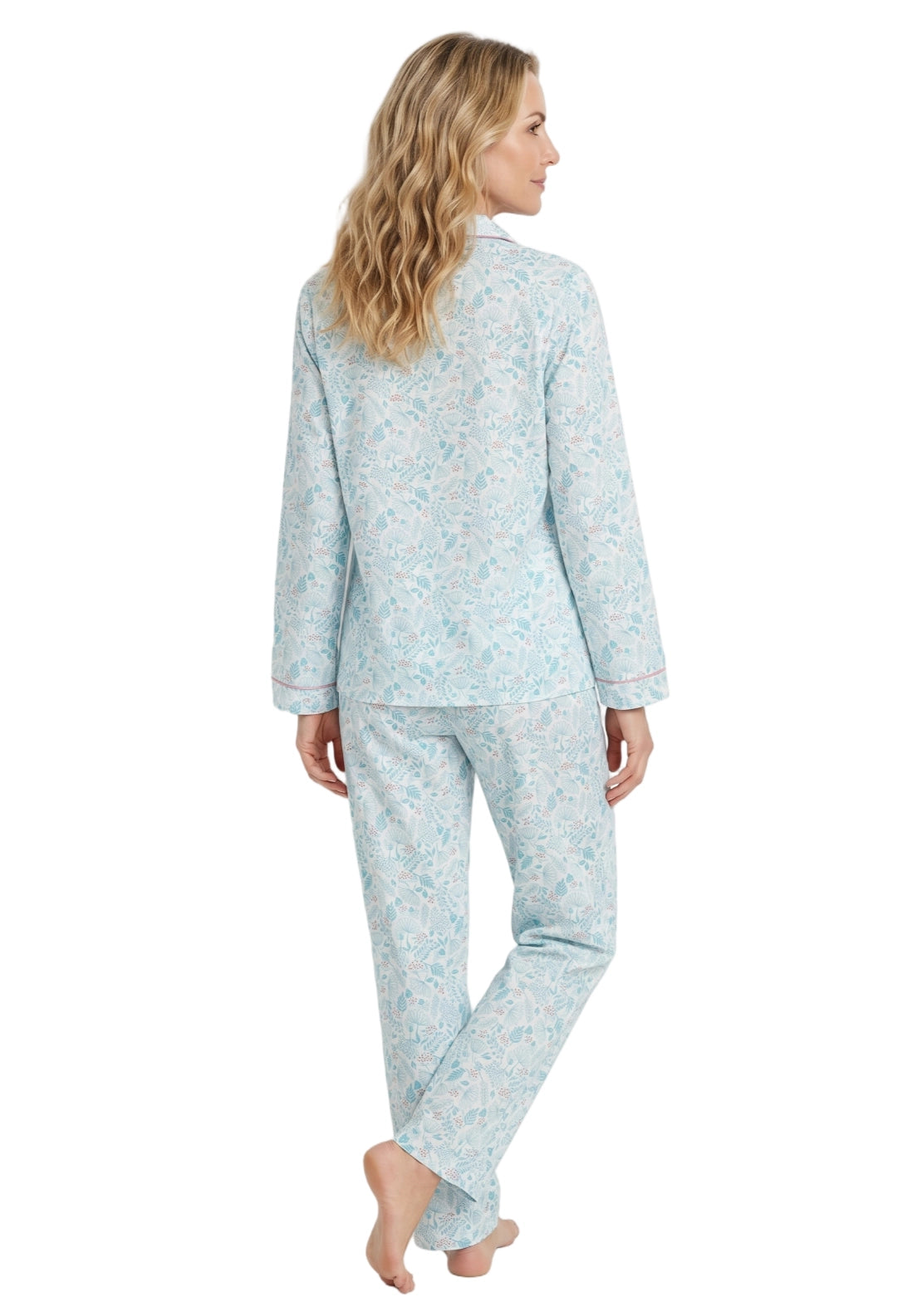 Elenor Wincey Pyjama Set - Blue