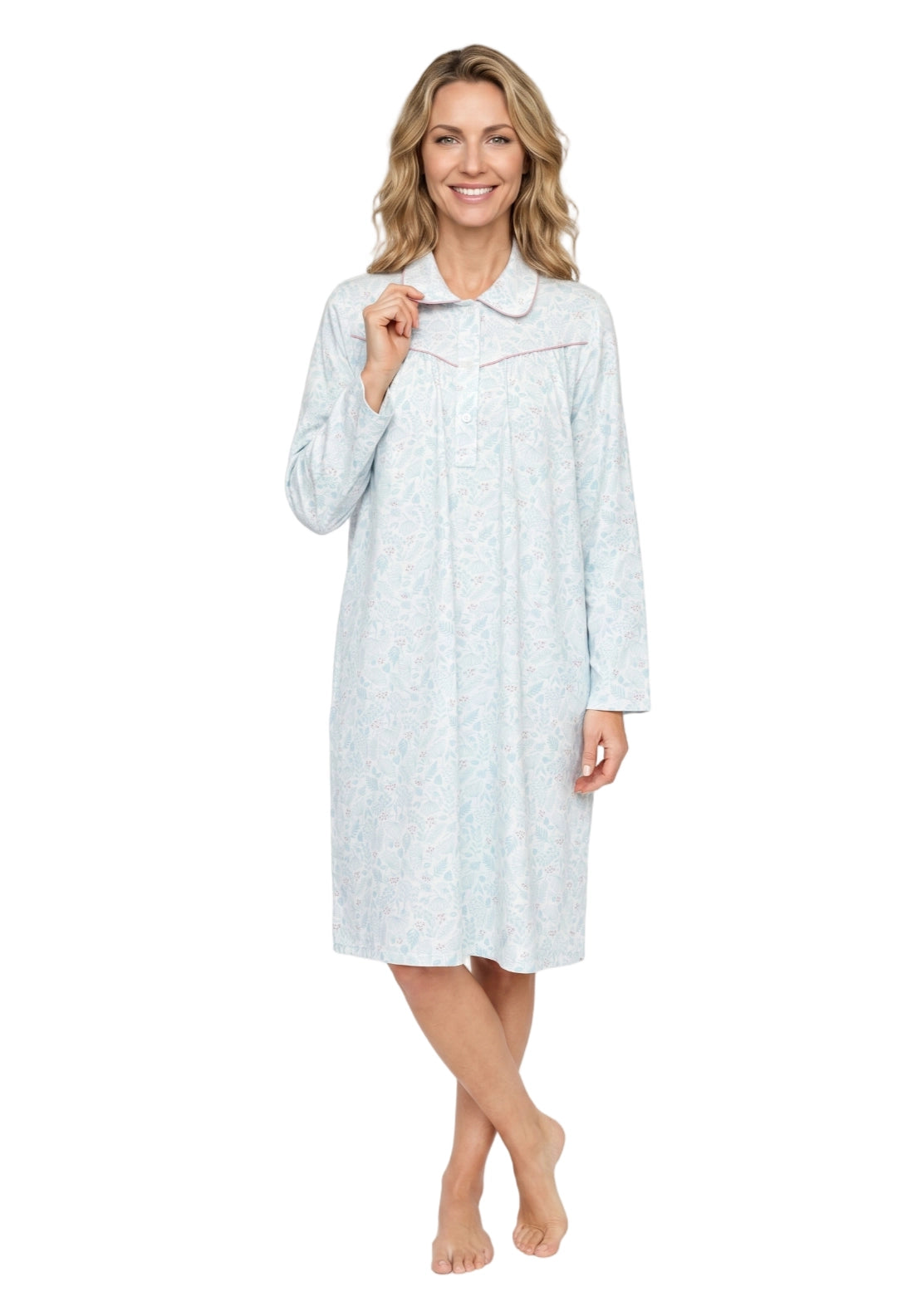 Elenor Wincey Nightdress - Blue