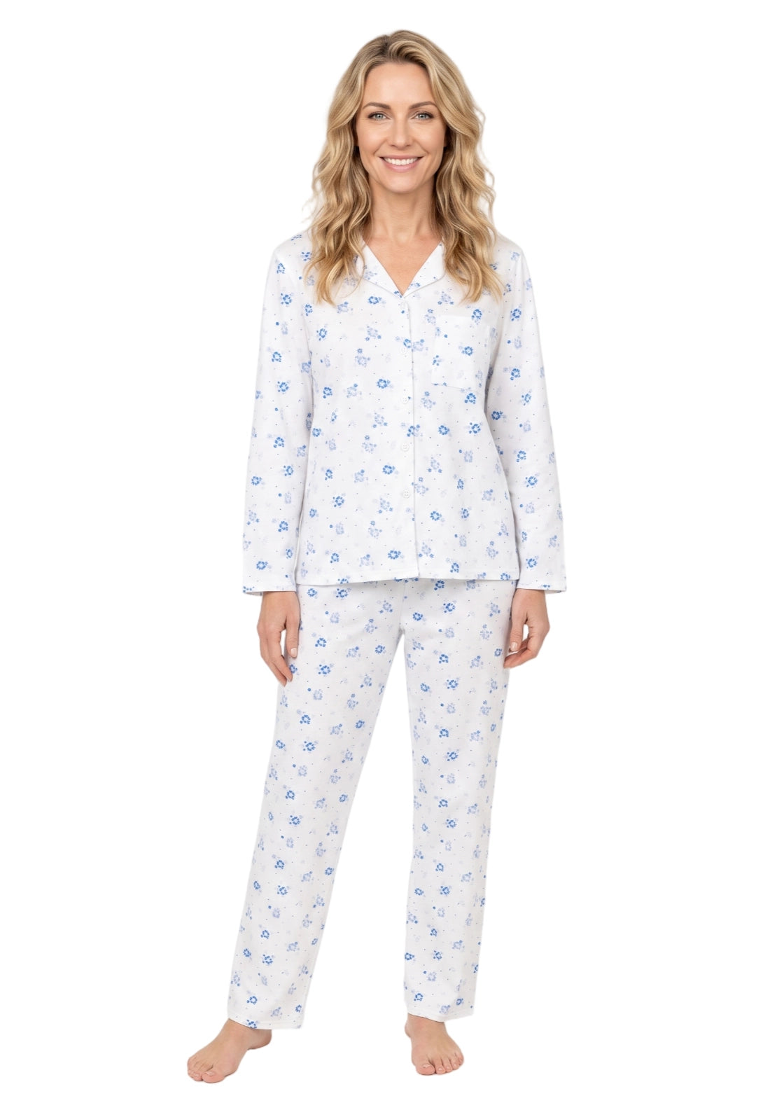 Loella Floral Revere Pyjama Set - Blue