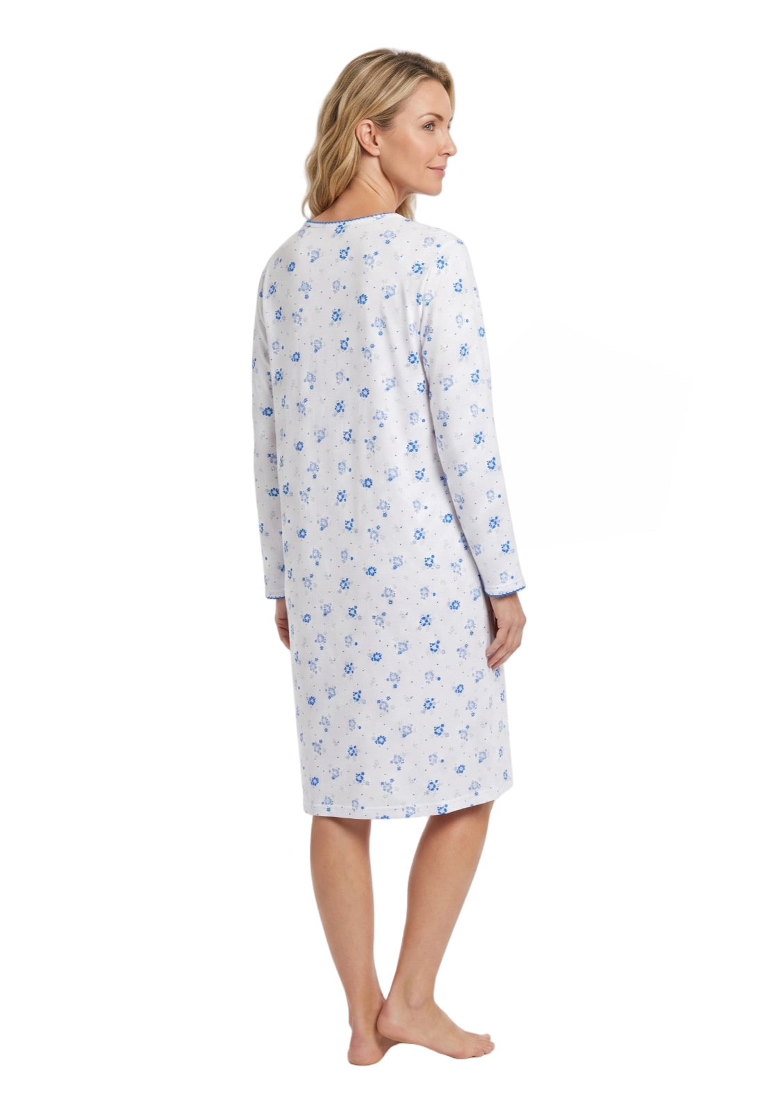 Loella Long Sleeve Floral Nightdress - Blue