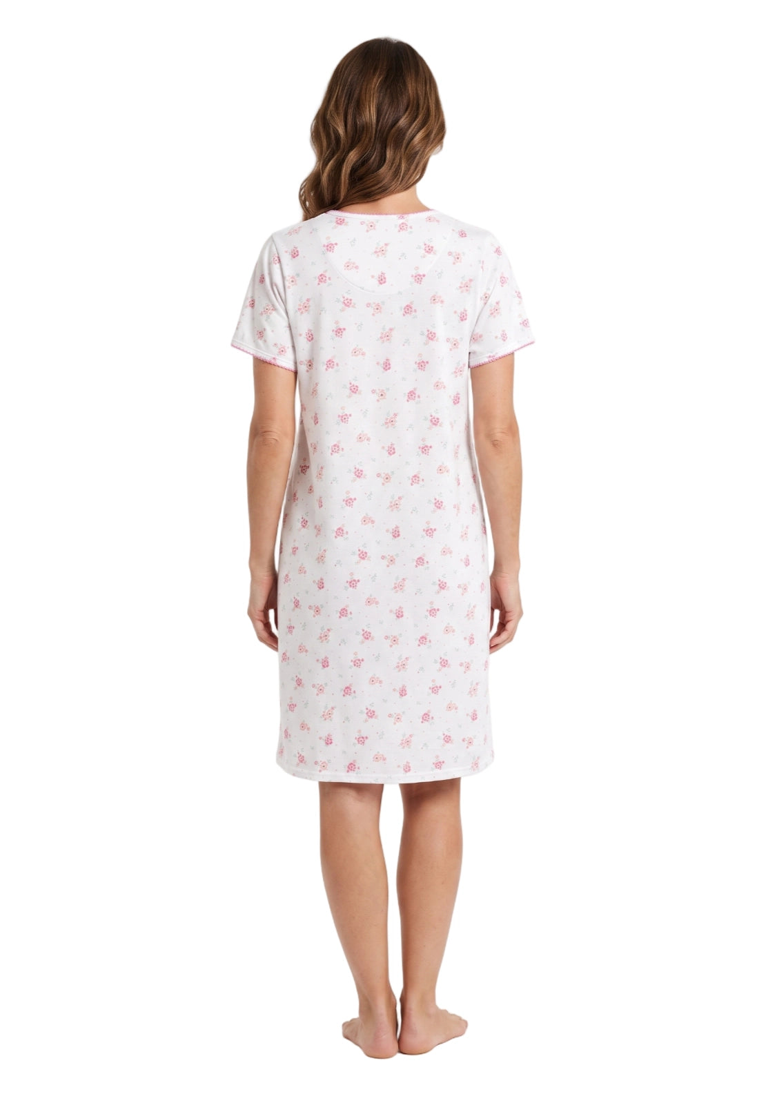 Loella Short Sleeve Floral Nightdress - Pink