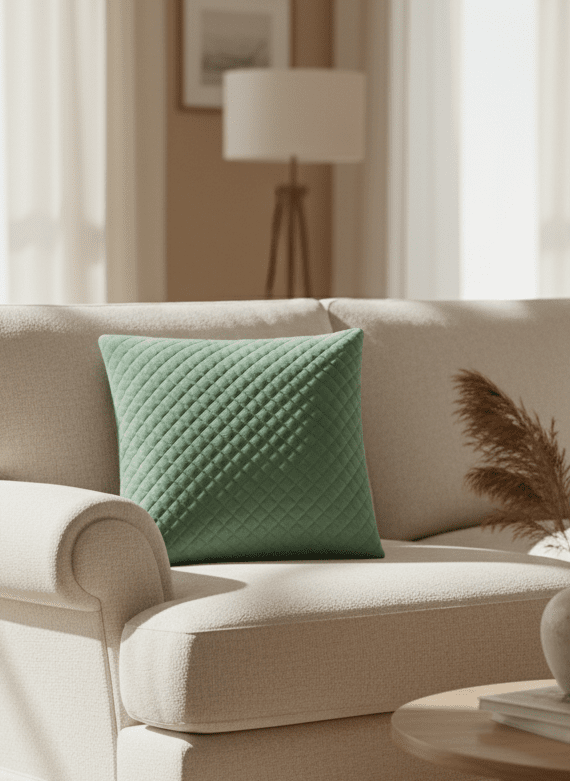 The Home Collection Velvet Pinsonic Cushion - Sage 1 Shaws Department Stores