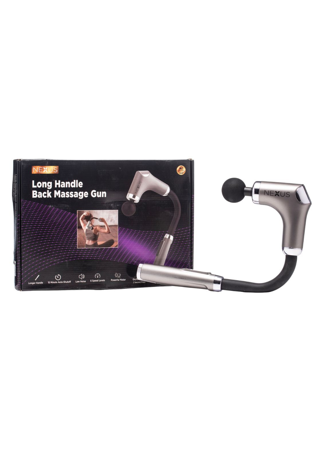 Nexus Long Handle Massage Gun - Grey/silver 1 Shaws Department Stores