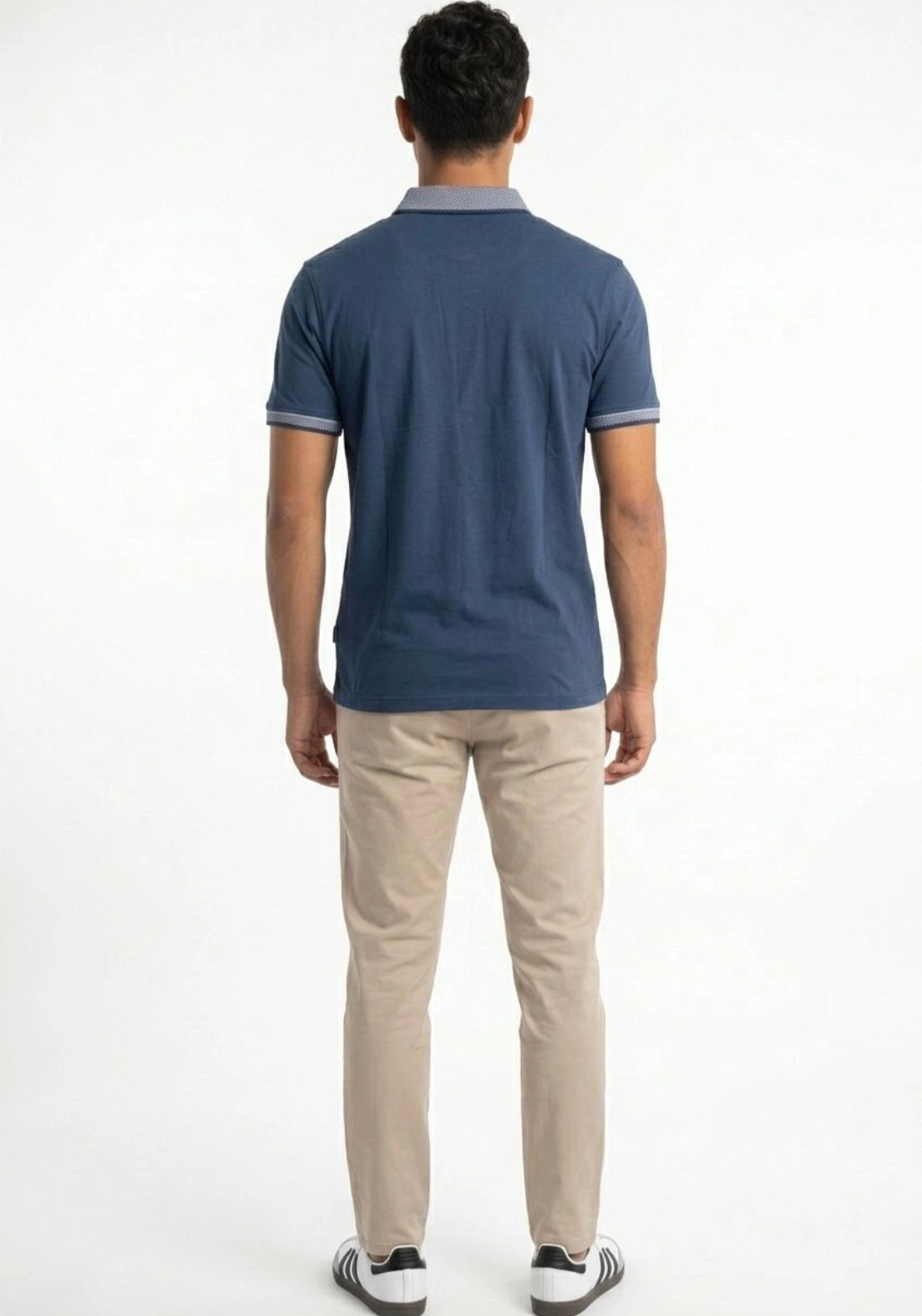 Mineral Matty Jersey Polo Jacquard Collar - Denim 3 Shaws Department Stores