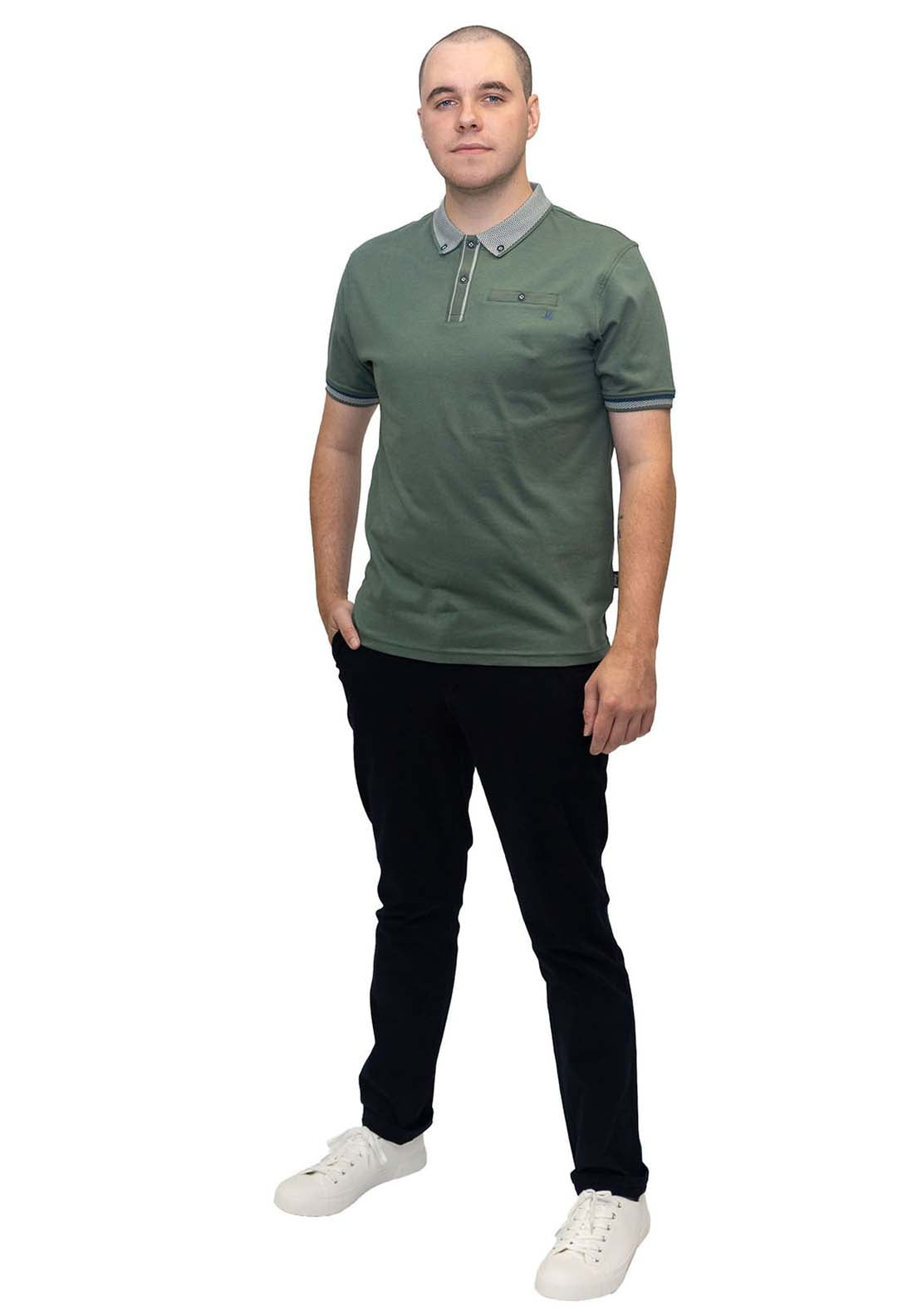 Mineral Matty Jersey Polo Jacquard Collar - Duck Green 3 Shaws Department Stores