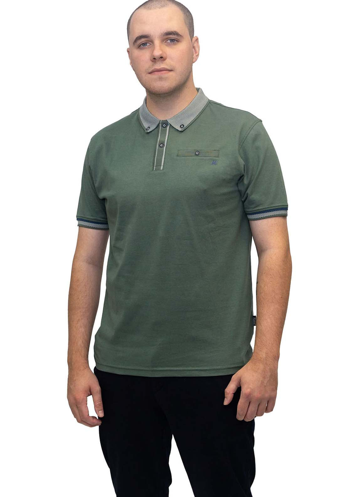 Mineral Matty Jersey Polo Jacquard Collar - Duck Green 2 Shaws Department Stores