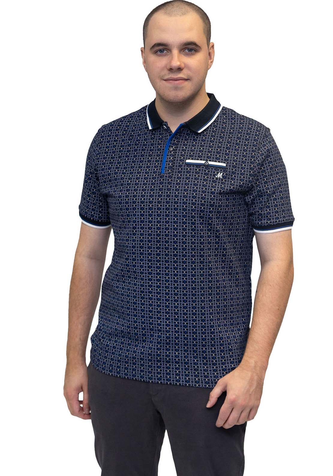 Mineral Danny Aop Polo - Navy/ecru 1 Shaws Department Stores