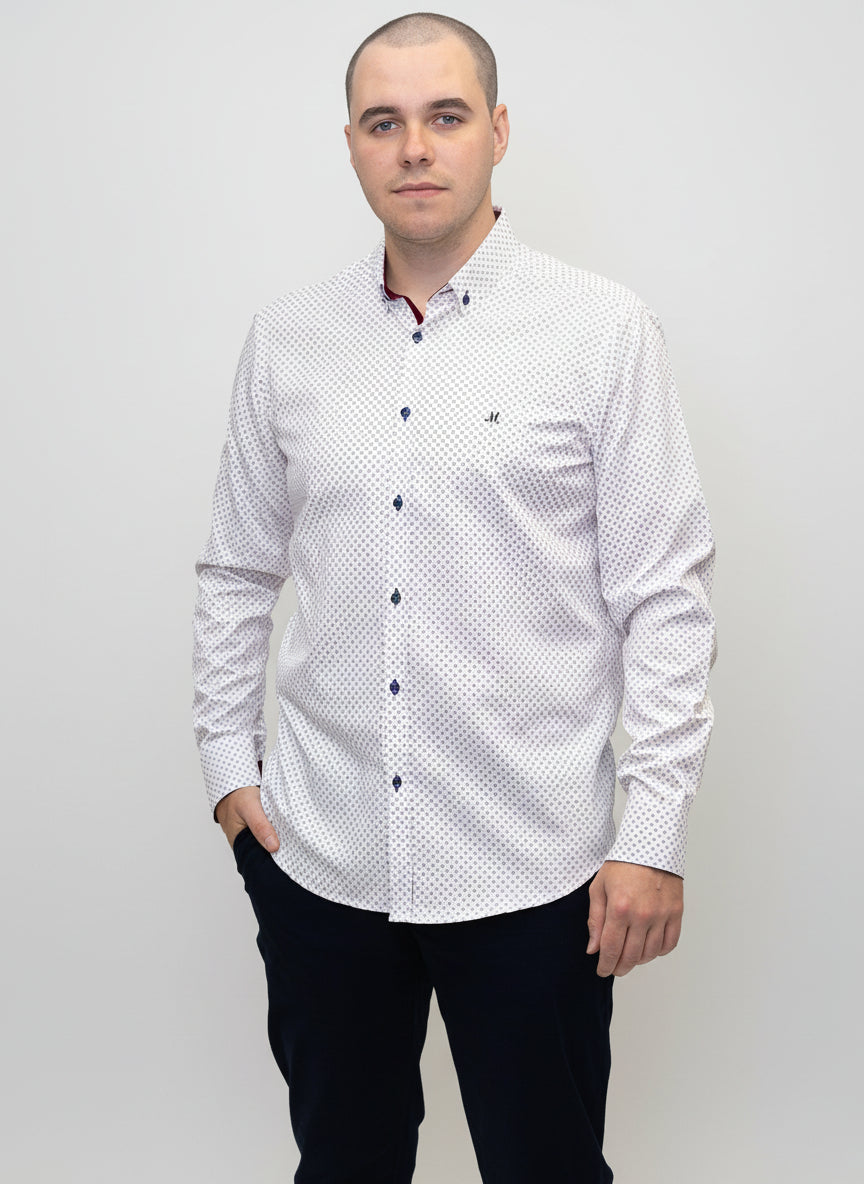 Mineral Reform Long Sleeve Shirt - White Navy Red 1 Shaws Department Stores