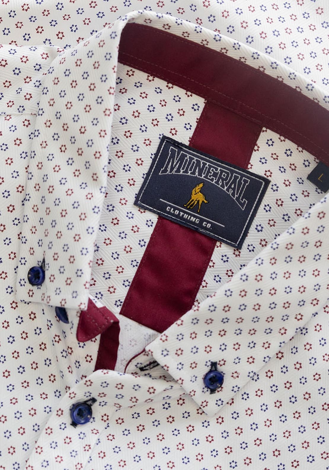 Mineral Reform Long Sleeve Shirt - White Navy Red 6 Shaws Department Stores