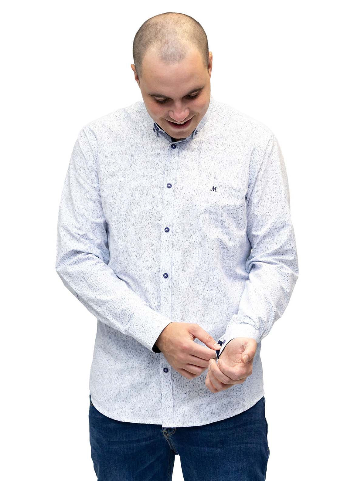 Mineral Valley Long Sleeve Shirt - White / Navy 1 Shaws Department Stores