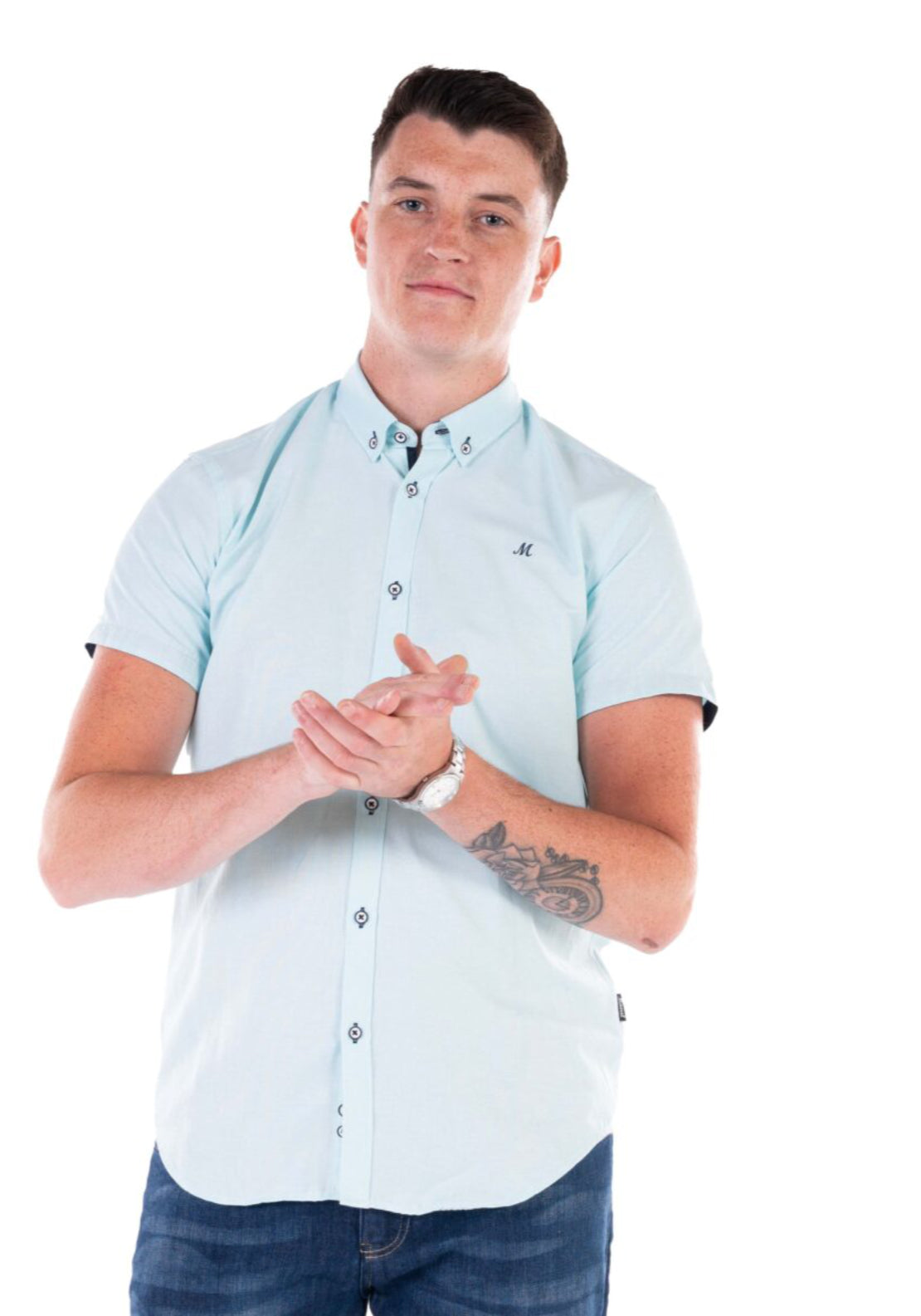 Mineral Andar Short Sleeve Shirt - Blue 1 Shaws Department Stores