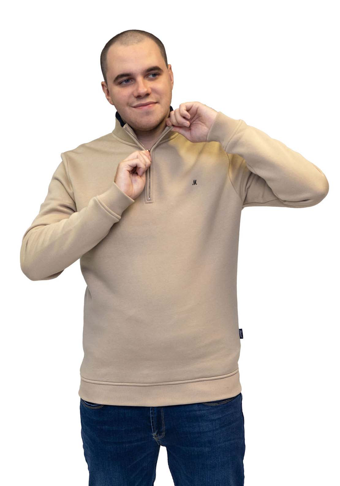 Mineral Rey Quarter Zip 300Gsm Sweat - Light Stone 3 Shaws Department Stores