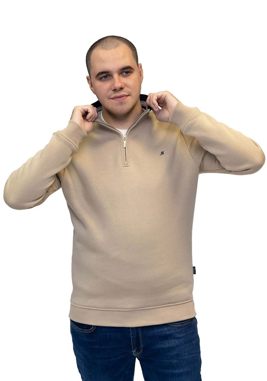Mineral Rey Quarter Zip 300Gsm Sweat - Light Stone 2 Shaws Department Stores