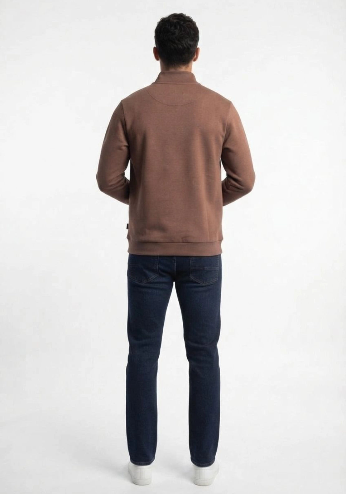 Mineral Ridley 1/4 Zip Funnel Neck Sweatshirt - Chocolate 4 Shaws Department Stores