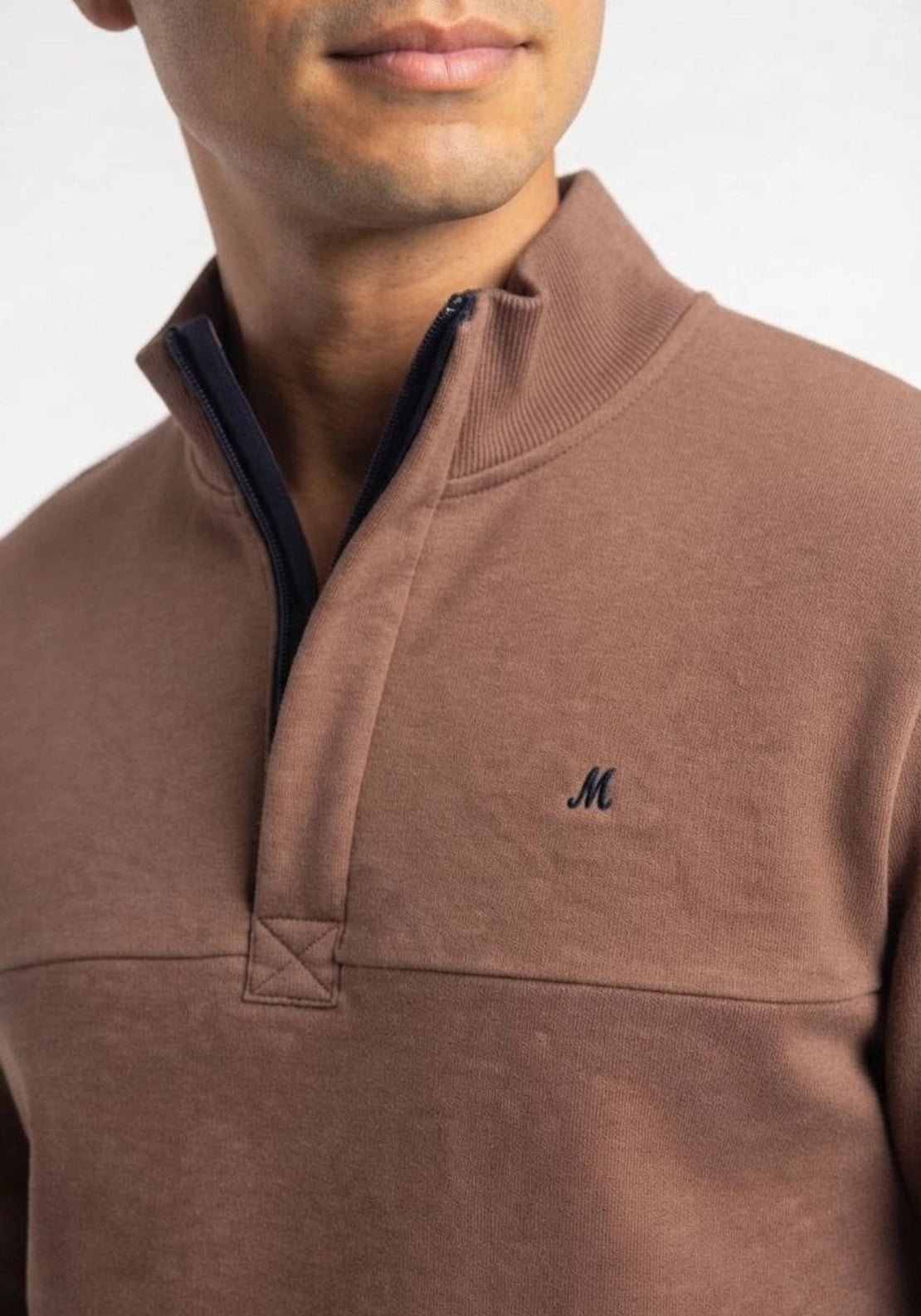 Mineral Ridley 1/4 Zip Funnel Neck Sweatshirt - Chocolate 5 Shaws Department Stores