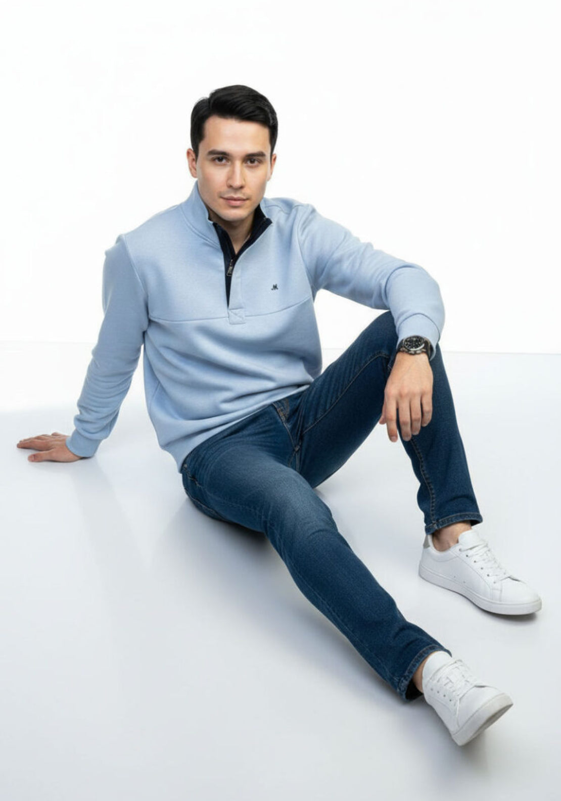 Ridley 1/4 Zip Sweatshirt - Blue