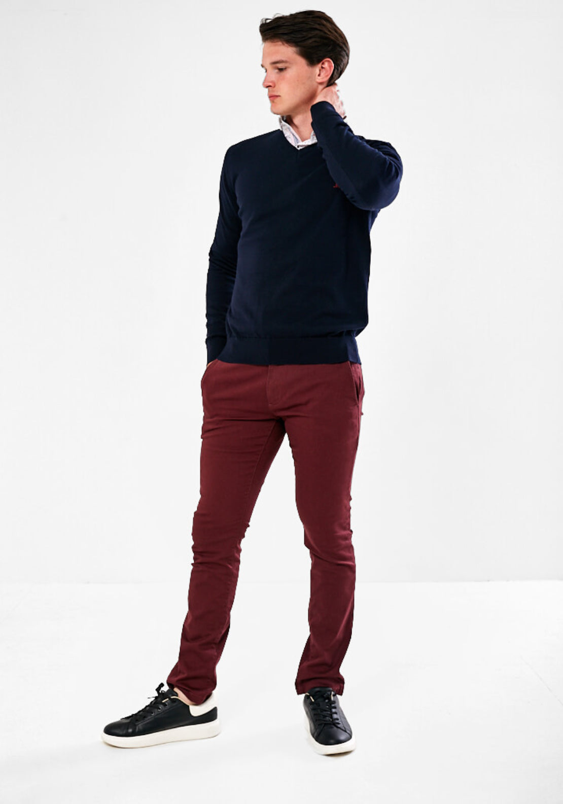 Azenha V Neck Knit - Navy