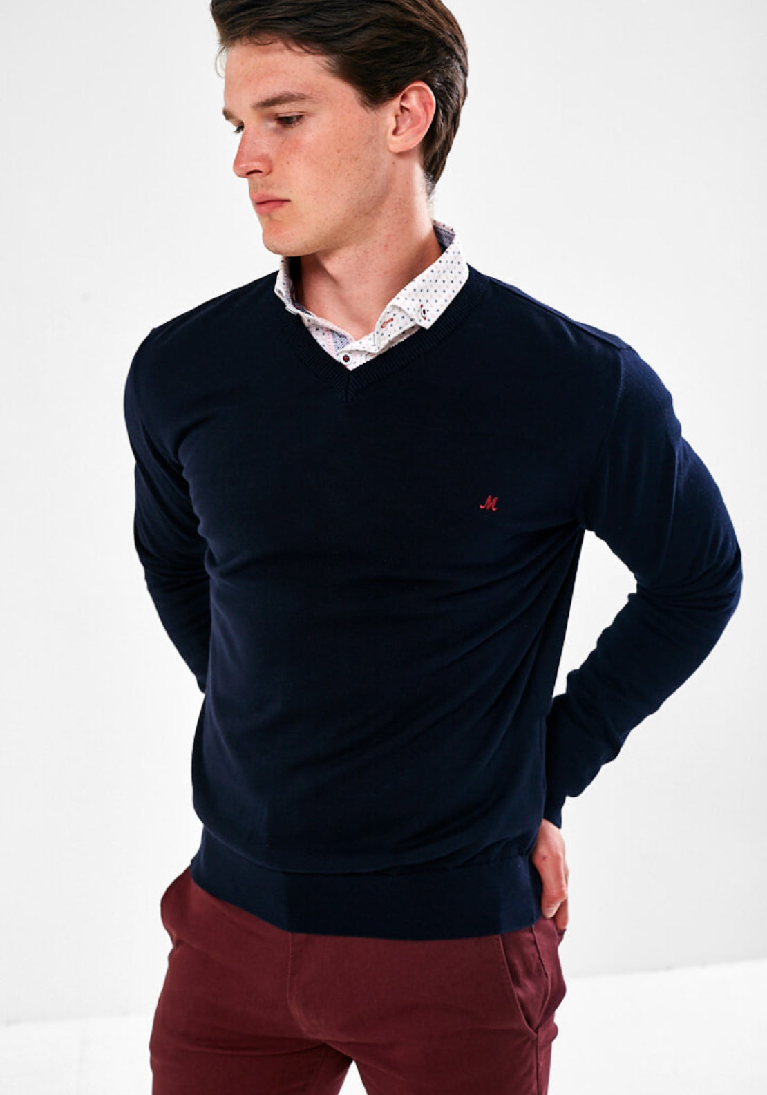 Azenha V Neck Knit - Navy