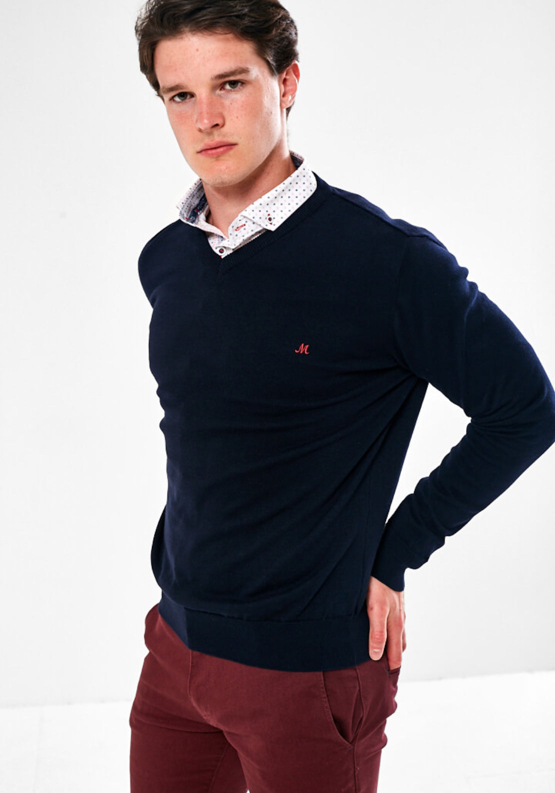 Azenha V Neck Knit - Navy