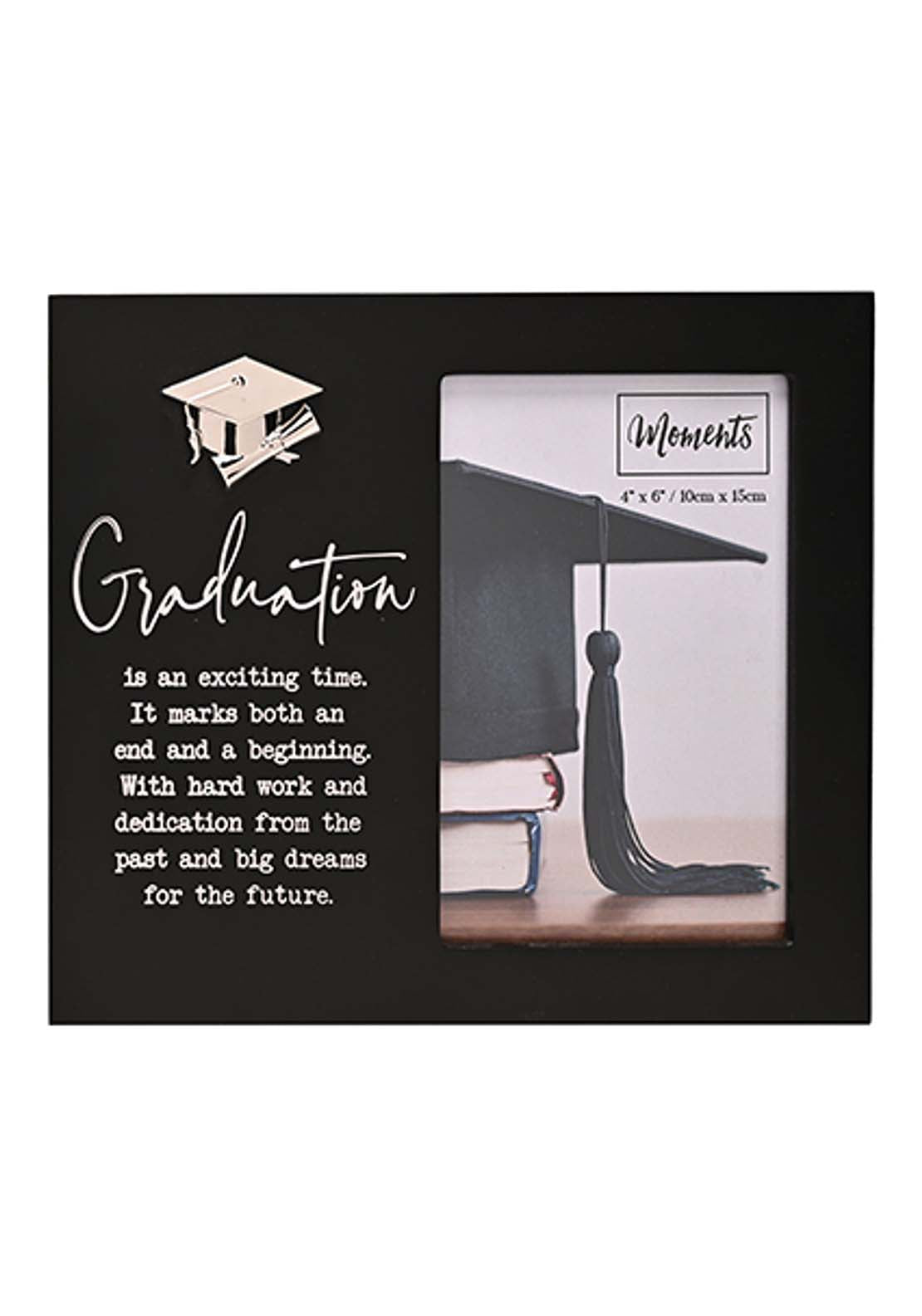 Celebrations Moments Photo Frame Black With Silver Icon 4" X 6" - Graduation 1 Shaws Department Stores