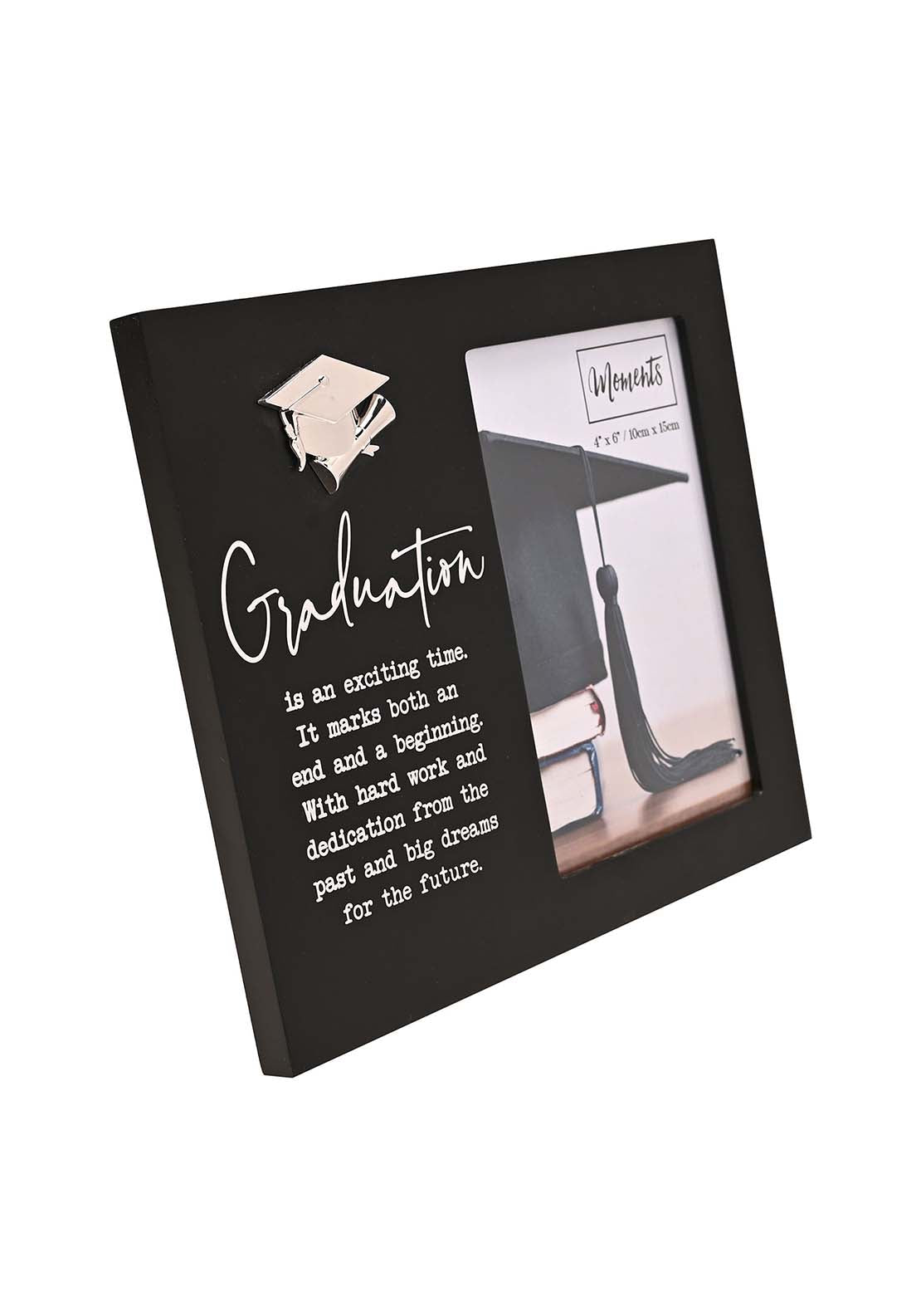 Celebrations Moments Photo Frame Black With Silver Icon 4" X 6" - Graduation 3 Shaws Department Stores