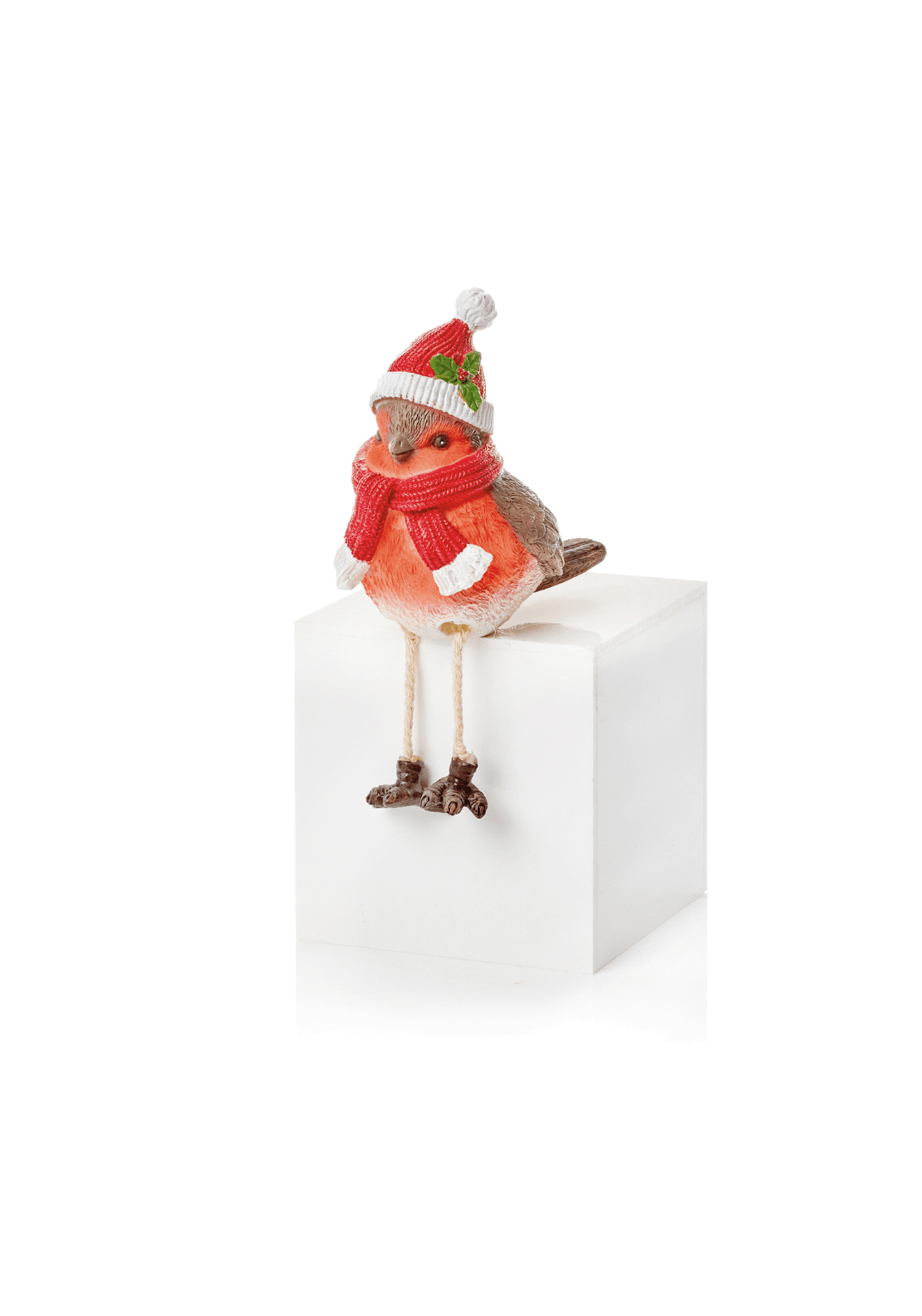 The Home Christmas Robin With Santa Hat &amp; Dangle Legs 1 Shaws Department Stores