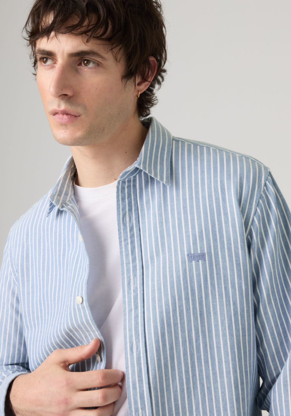 Levis Housemark Stripe Shirt - Blue 3 Shaws Department Stores