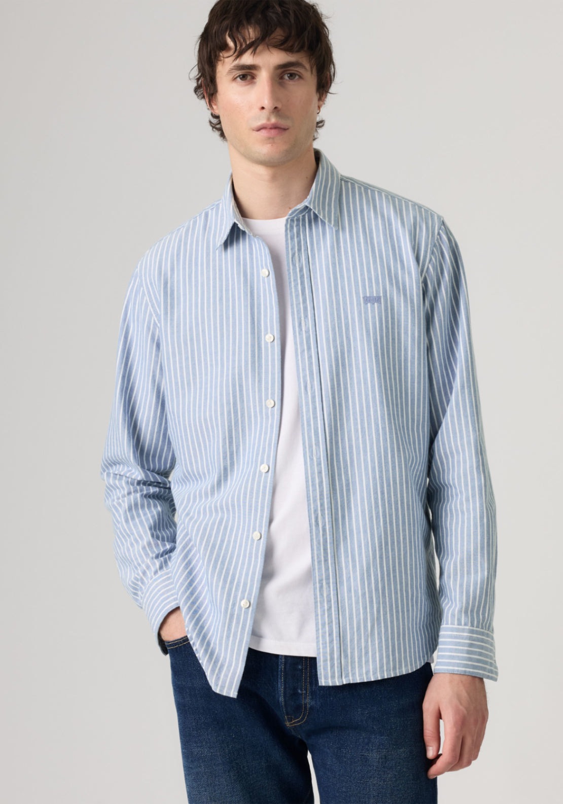 Levis Housemark Stripe Shirt - Blue 1 Shaws Department Stores