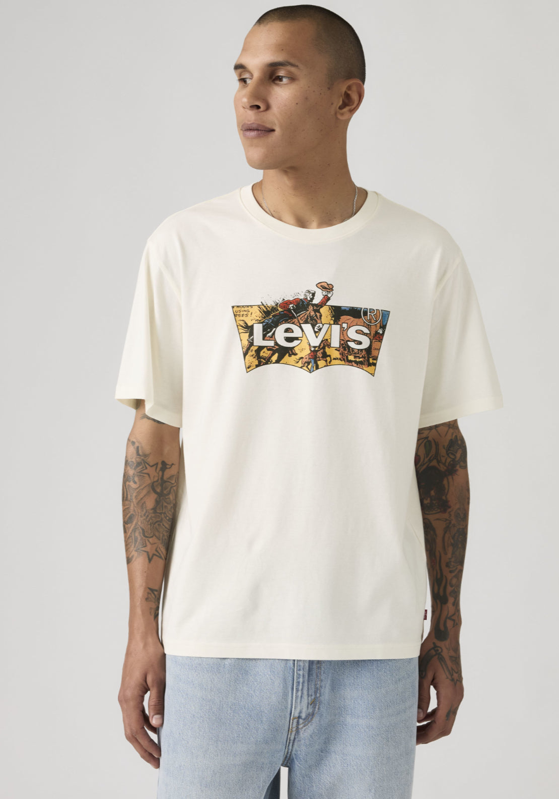 Levis 100% Cotton Relaxed Fit Graphic Tee - White 3 Shaws Department Stores