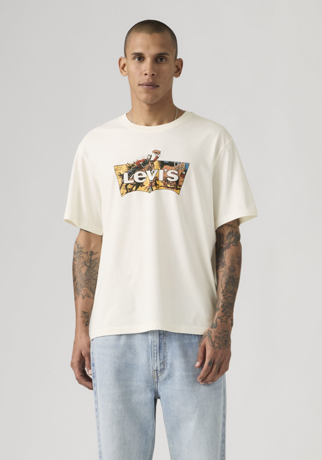 Levis 100% Cotton Relaxed Fit Graphic Tee - White 1 Shaws Department Stores