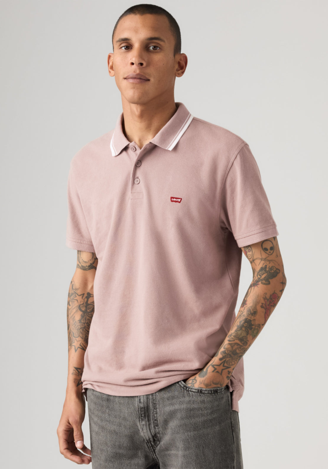 Levis Housemark Polo Shirt - Wood Tipping/white 3 Shaws Department Stores