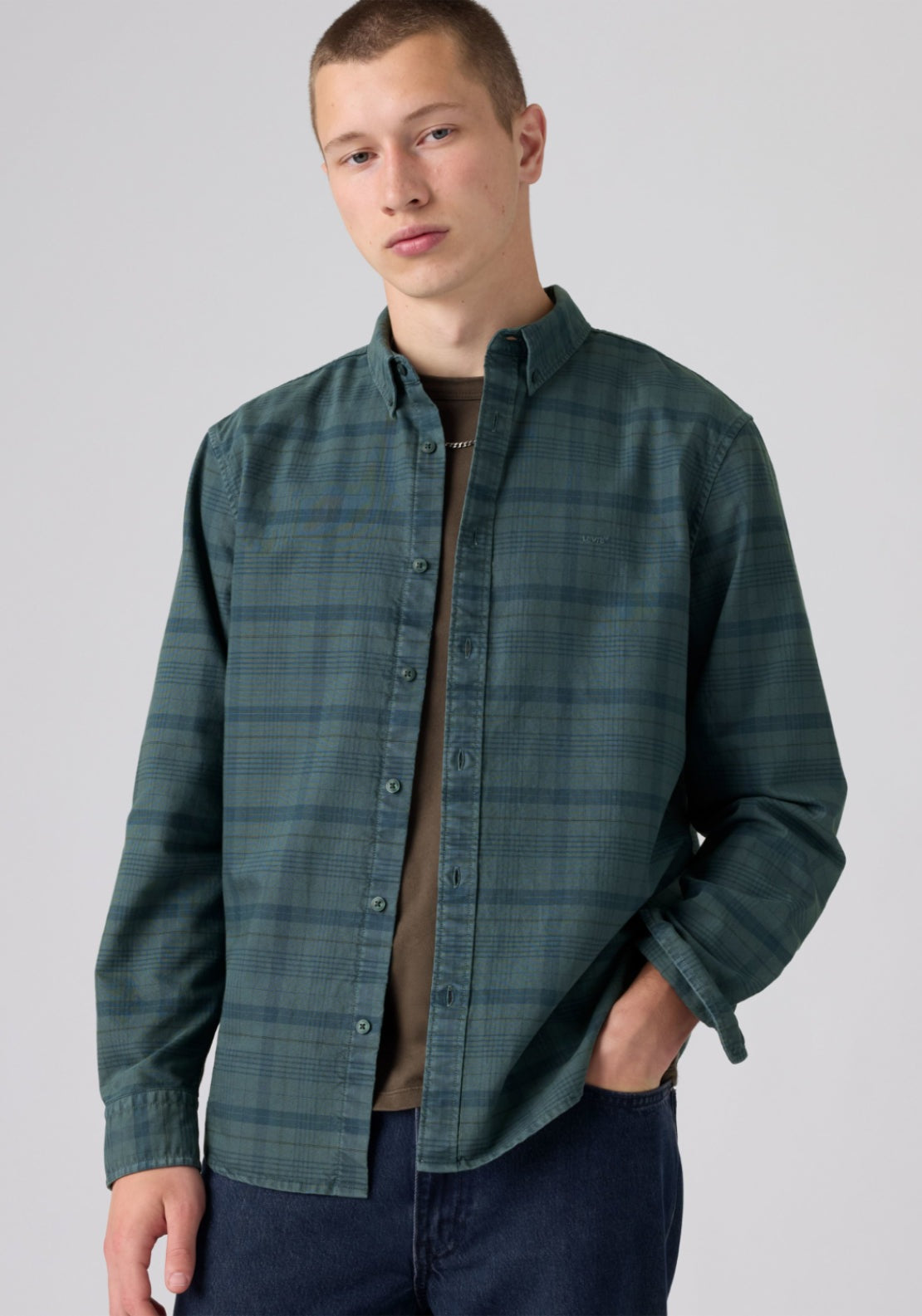Levis Authentic Check Shirt - Dark Slate/gold 4 Shaws Department Stores