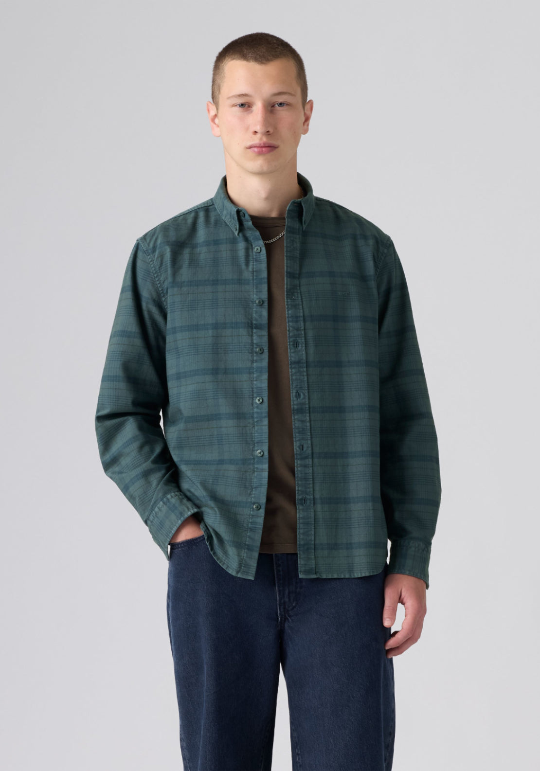 Levis Authentic Check Shirt - Dark Slate/gold 1 Shaws Department Stores