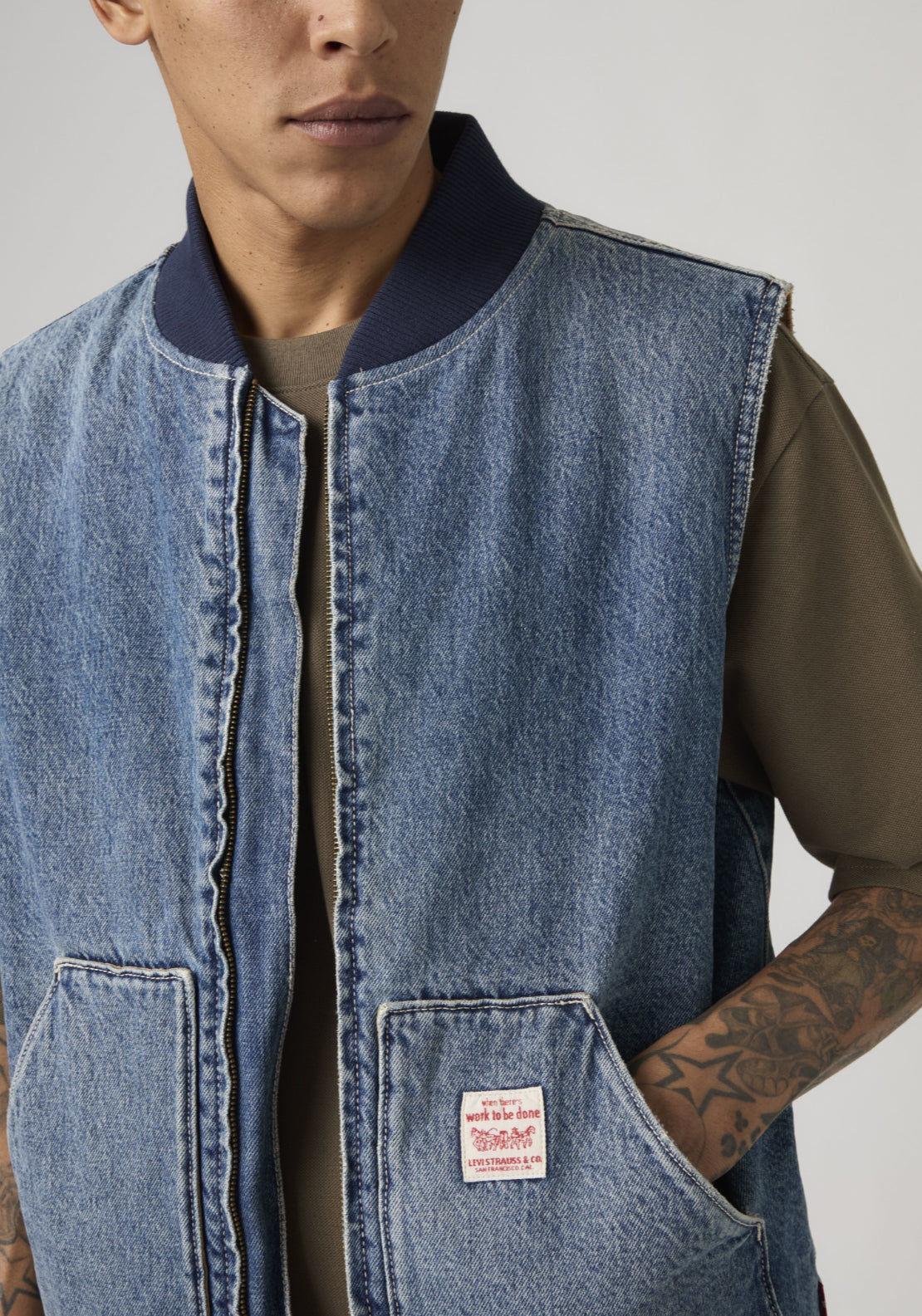Levis 100% Cotton Sansome Vest - Med Indigo 4 Shaws Department Stores