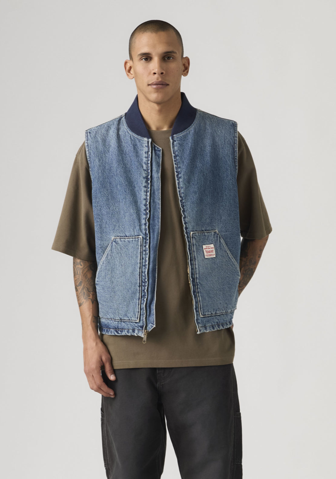 Levis 100% Cotton Sansome Vest - Med Indigo 3 Shaws Department Stores