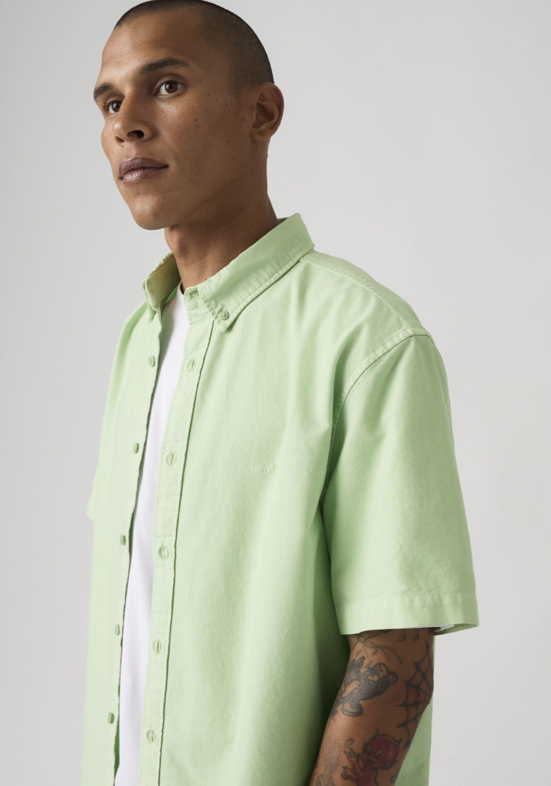 Levis 100% Cotton Short Sleeve Authentic Button-down Shirt - Cameo Green 3 Shaws Department Stores