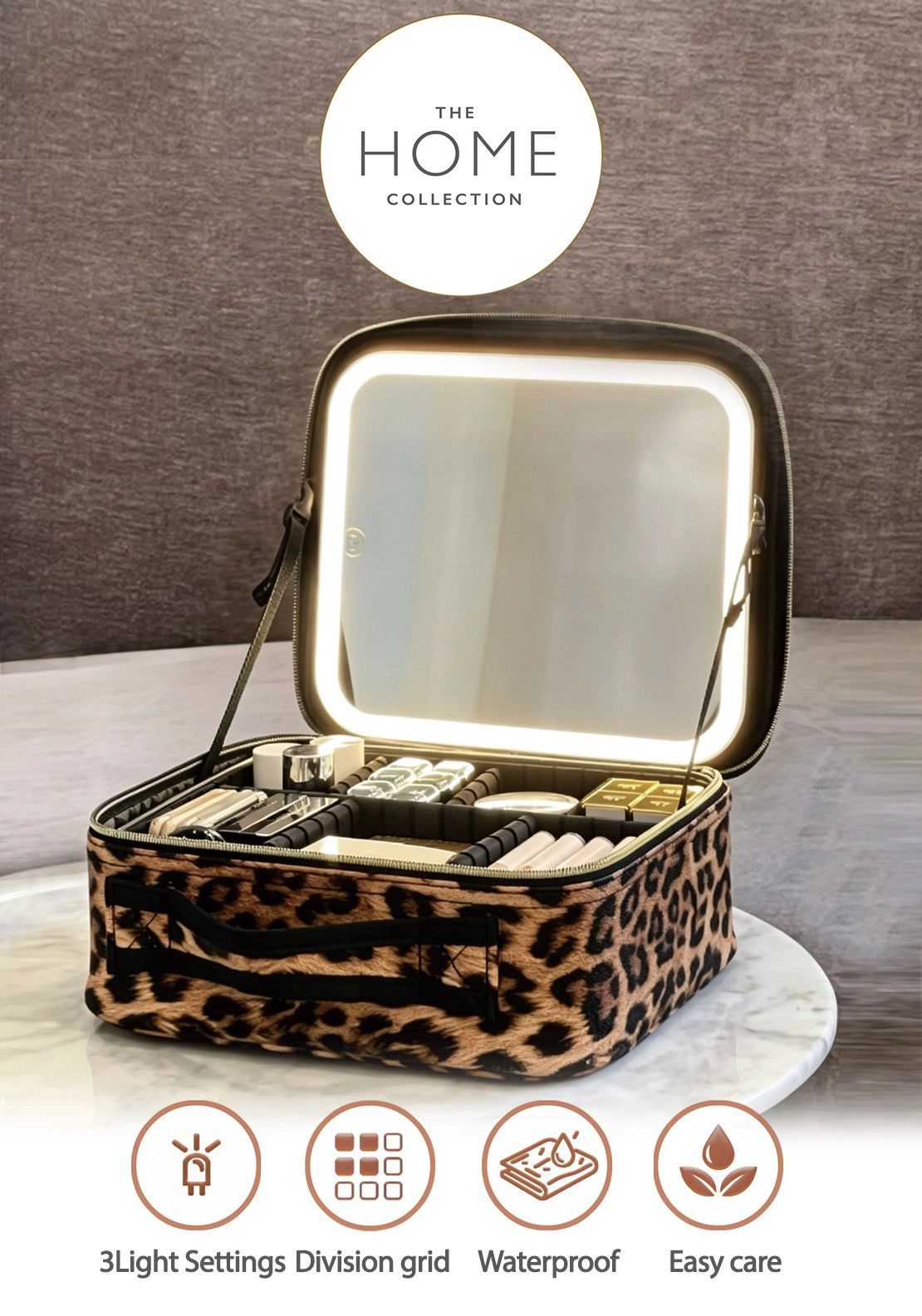 The Home Collection Makeup Travel Bag - Leopard Print 1 Shaws Department Stores