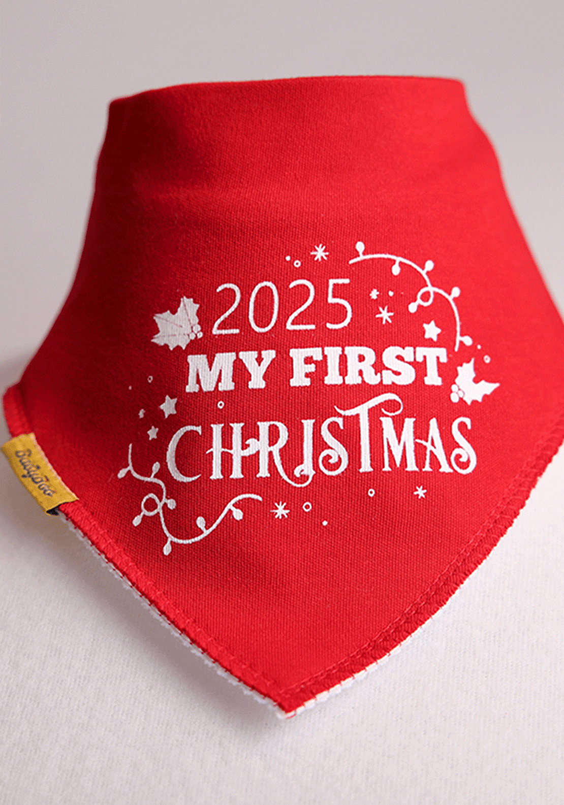 Babyboo My First Christmas 2025 Organic Cotton DribbleBoo Bandana Bib - Red 2 Shaws Department Stores