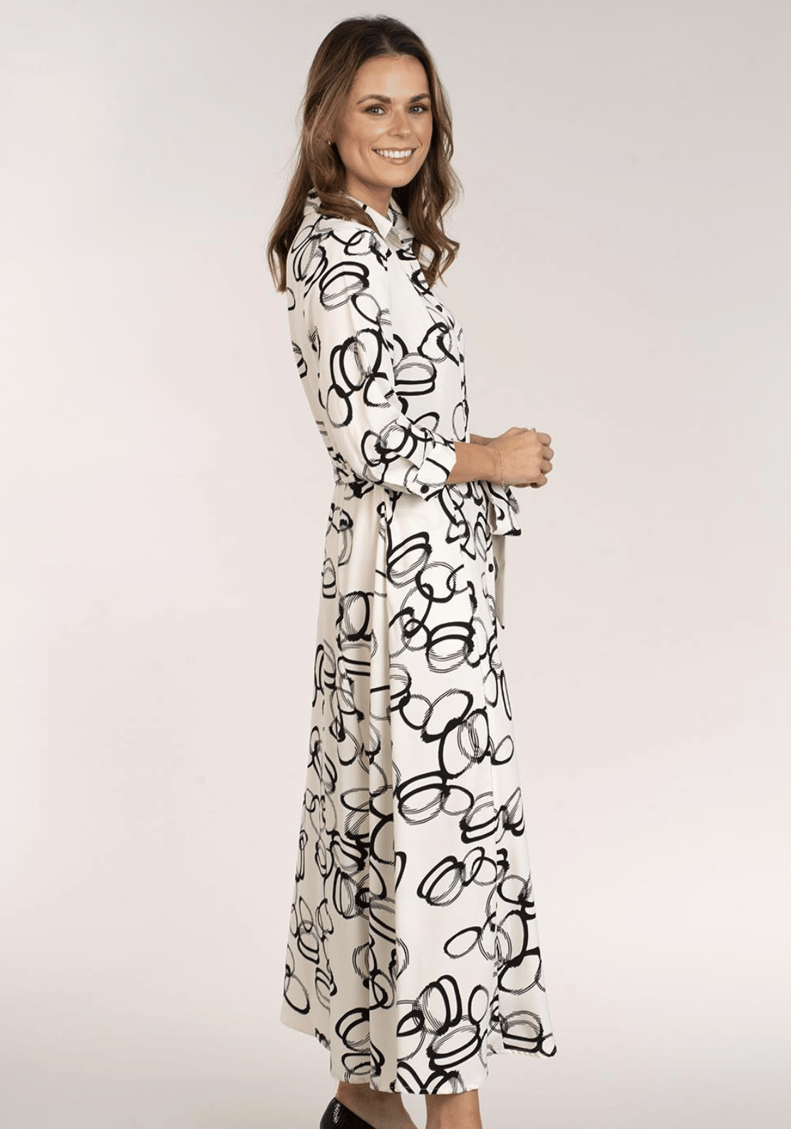 Naoise Black And White Graphic Print Dress - Black &amp; White 2 Shaws Department Stores
