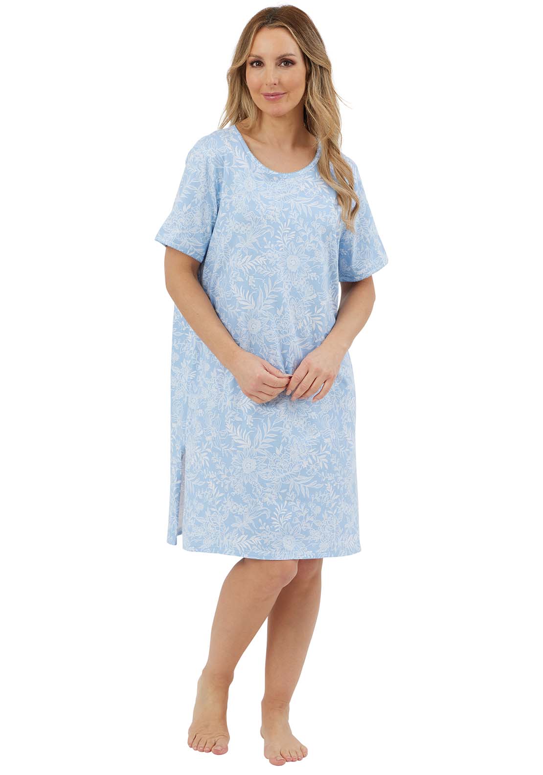 Marlon Floral Print Nightdress - Blue 2 Shaws Department Stores