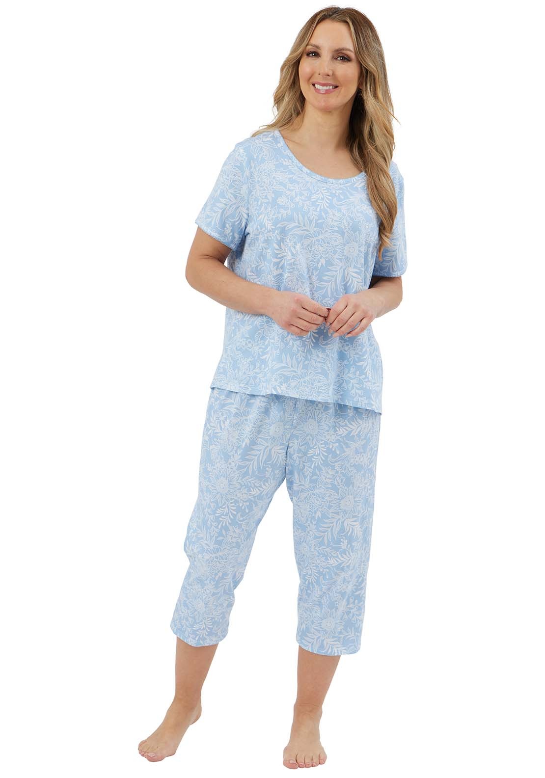 Marlon Floral Print Short Sleeve Pyjama - Blue 2 Shaws Department Stores