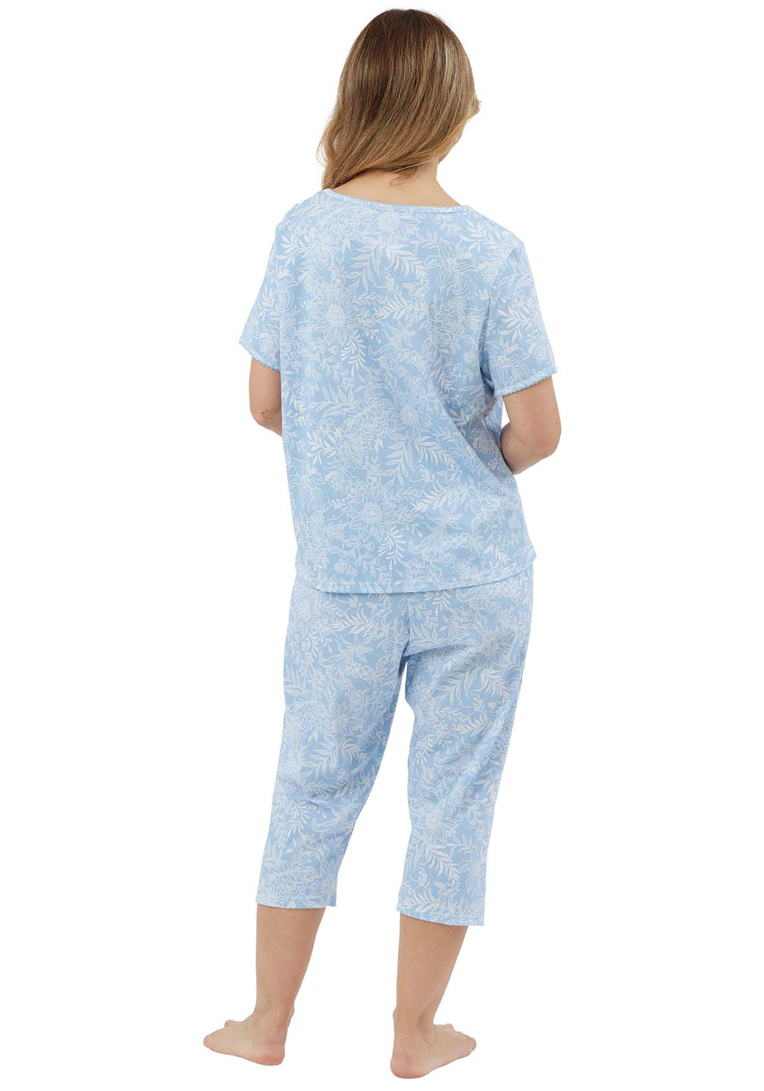 Marlon Floral Print Short Sleeve Pyjama - Blue 3 Shaws Department Stores