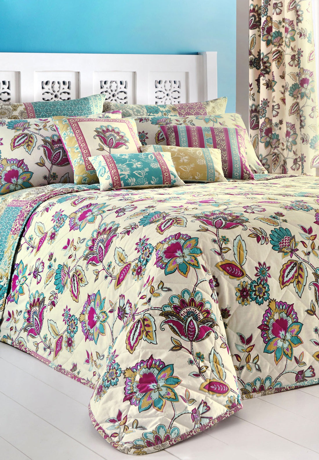 The Home Collection Marina Bedspread 229cm X 195cm - Blue 4 Shaws Department Stores