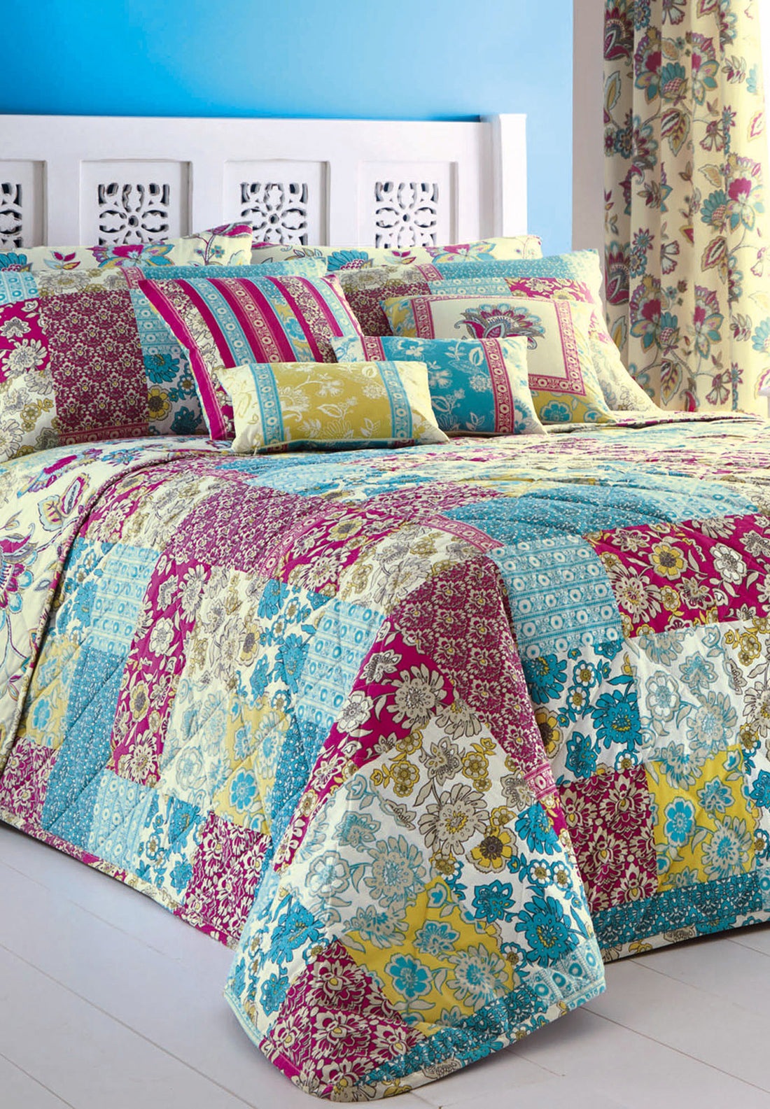 The Home Collection Marina Bedspread 229cm X 195cm - Blue 3 Shaws Department Stores