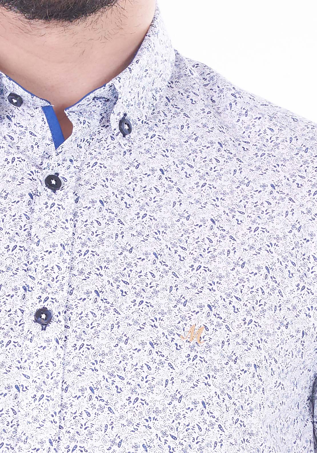 Mineral Mask Long Sleeve Print Shirt - White / Navy 2 Shaws Department Stores