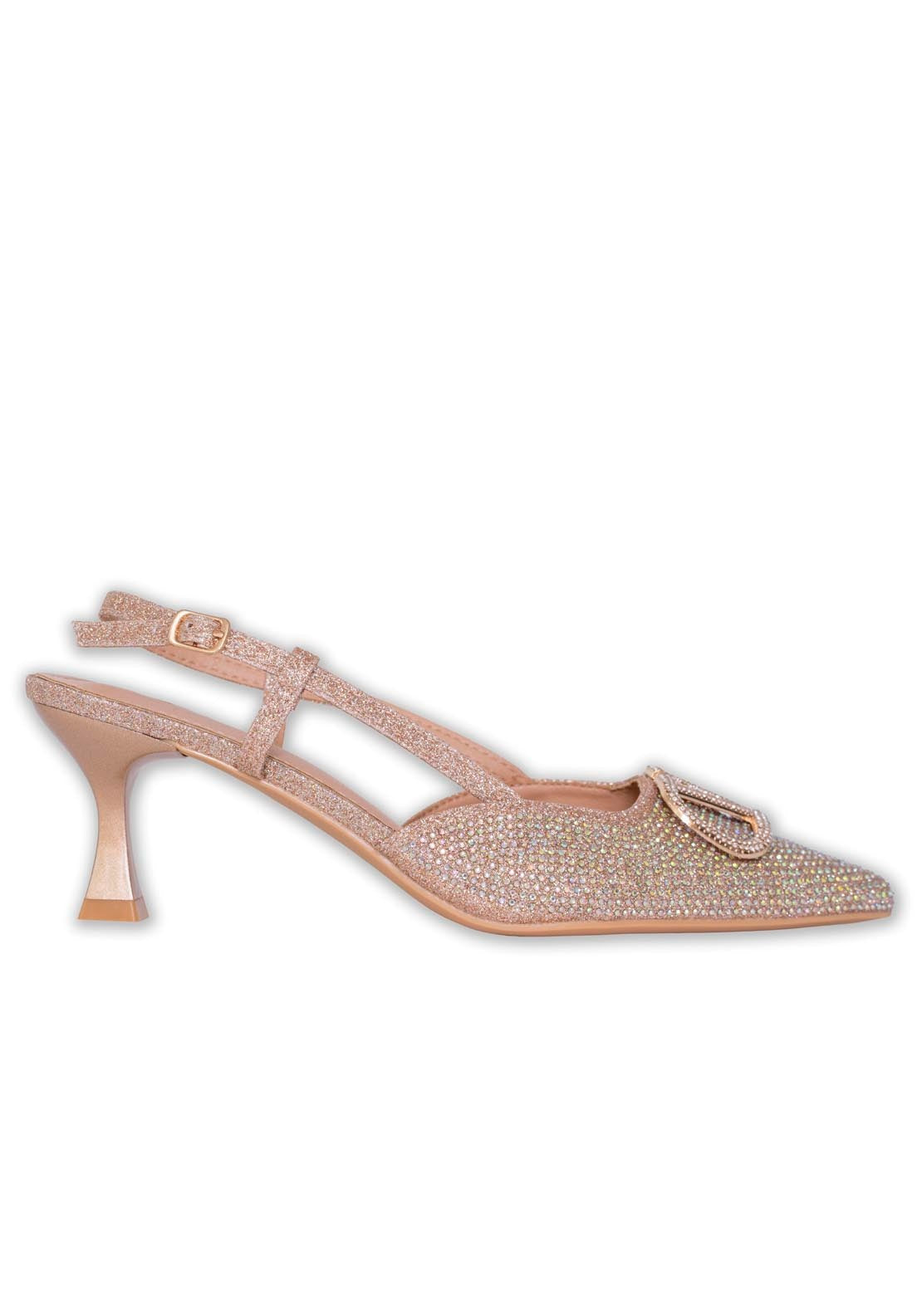 Sorento Diamonte V Heeled Slingback - Gold 1 Shaws Department Stores