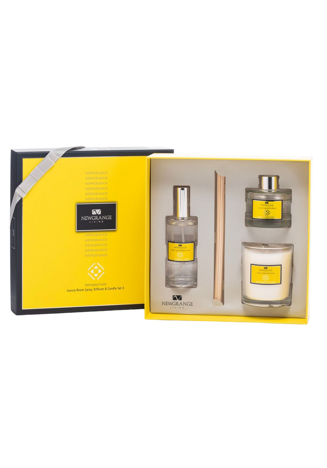 Newgrange Living Luxury Room Spray &amp; Diffuser &amp; Candle Set Lemongrass Fusion - White 1 Shaws Department Stores