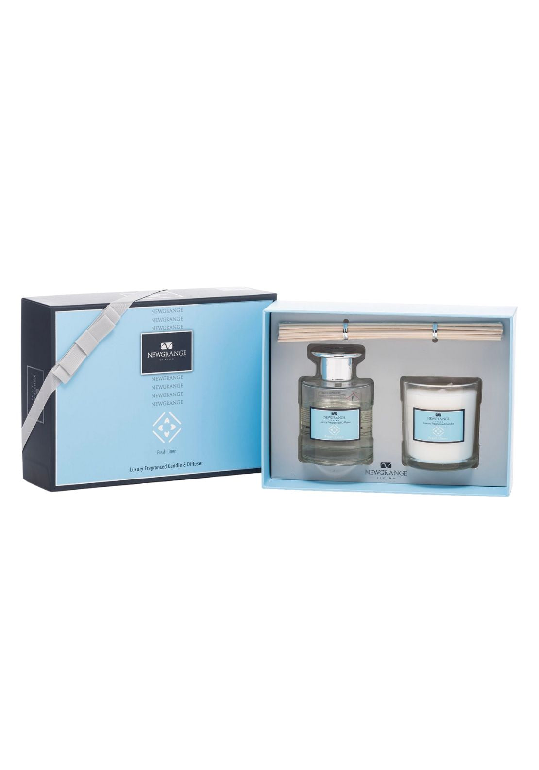 Newgrange Living Luxury Candle &amp; Diffuser Set Fresh Linen - Cream 1 Shaws Department Stores
